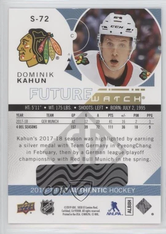 2018-19 SP Authentic Spectrum FX Bounty Dominik Kahun #S-72 Rookie RC - Image 2 of 2