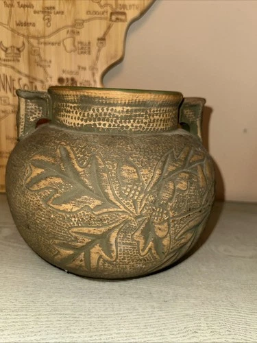 Red Wing Brushware Stoneware Large Vase/Planter - Acorn Design