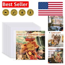 20 Clear Vinyl Record Sleeves, 12" LP Outer Record Sleeves, 12.75" x 12.75", ...