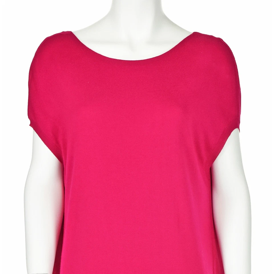 ALEXANDER McQUEEN 热粉色针织 Midi 鸡尾酒礼服,深摆背,尺寸 M — 第 3/4 张图片