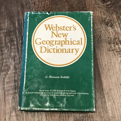 Webster's New Geographical Dictionary Hardcover 1988 English Green Vintage Good!
