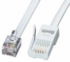 1m, BT Plug 431A to RJ11 6P4C Cross Wired Telephone Line Cord, 4 Pin White Cable