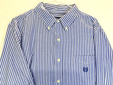 Chaps Men's Blue White Stripe XL/TG Dress Casual Shirt