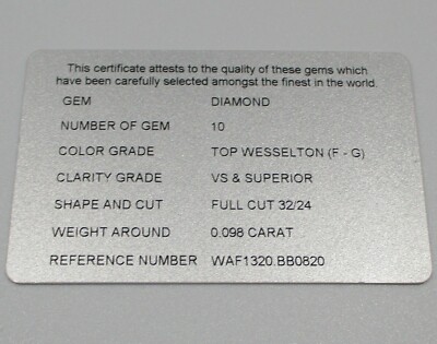 TAG Heuer Aquaracer WAF1320.BB0820 Precious Stones Diamond Certificate Card