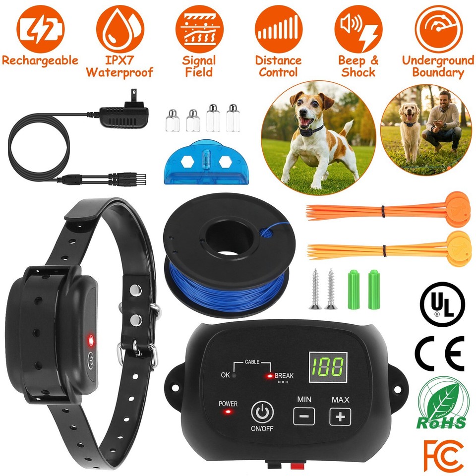 Electric Dog Fence Pet Containment System Waterproof Shock Collar for 1