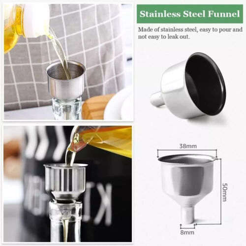 2*500ml Olive Oil Dispenser Bottles with 1 Funnel 2 Stainless Steel Pourer - Picture 3 of 6