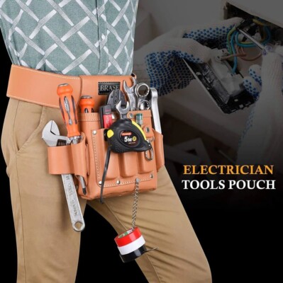 Brase Echtleder Elektriker Werkzeugtasche Tasche, DIY Organizer - weinrot