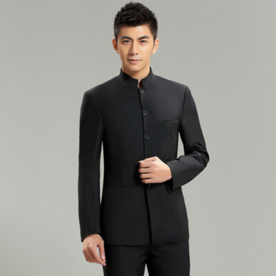 Mens Stand Collar Chinese Formal Dress Traditional Black Suit Tang Jackets  Coat | eBay