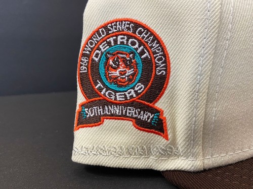 EXCLUSIVE FITTED DETROIT TIGERS COKED OFF WHITE BROWN ORANGE 1968 WS PATCH 7 3/8 - Picture 5 of 10