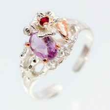 Handmade Jewelry Ring Natural Amethyst Silver Ring 925 Sterling / RVS103