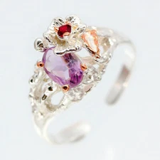 Handmade Jewelry Ring Natural Amethyst Silver Ring 925 Sterling / RVS103