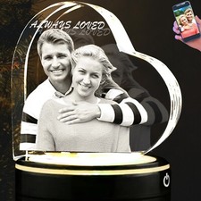 3D Photo Crystal, Personalized Mothers Day Gifts Custom Engraved Family Picture
