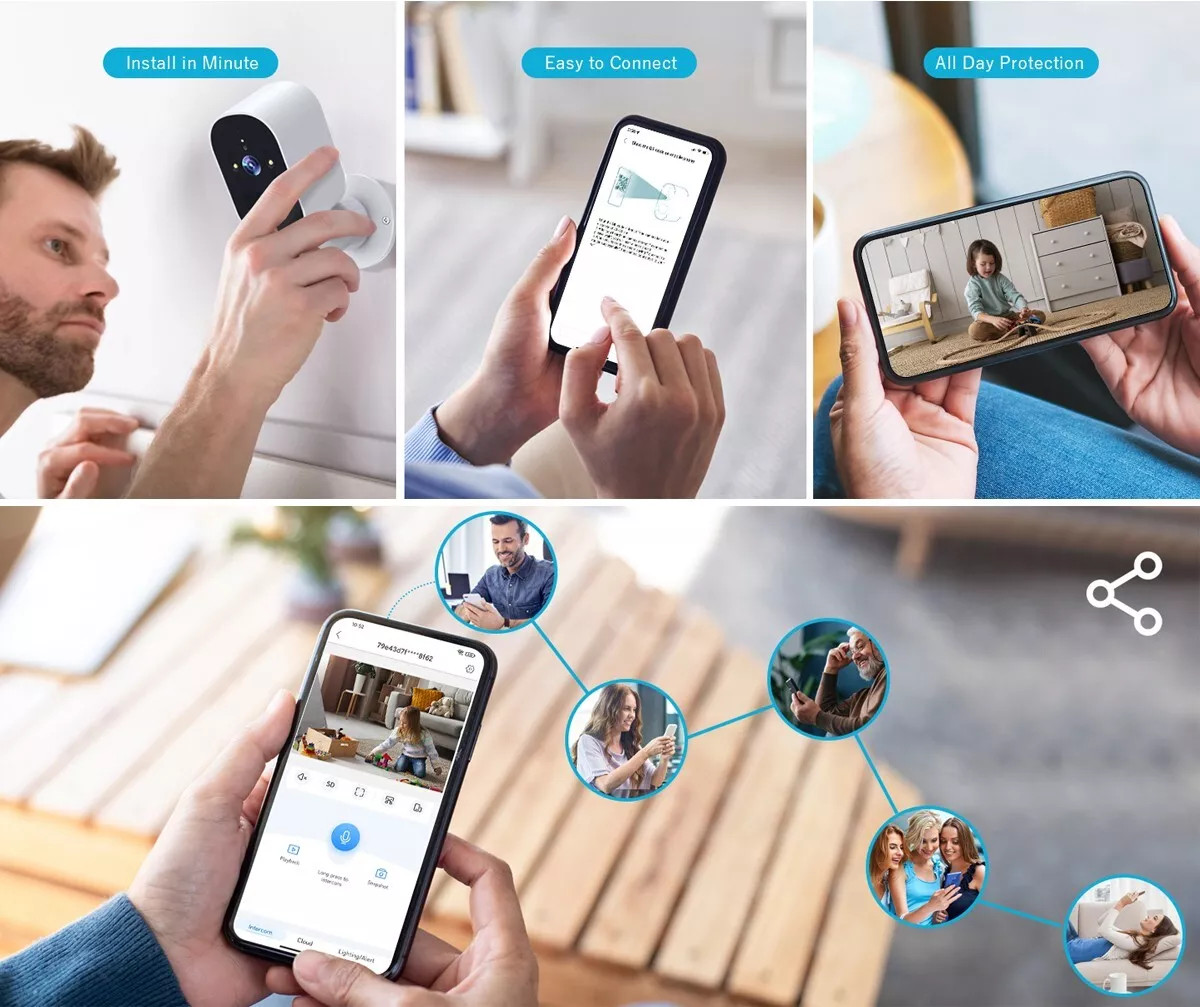 2PCS XVIM 4MP Wireless WiFi Security Camera 2K Outdoor Battery Powered Camera