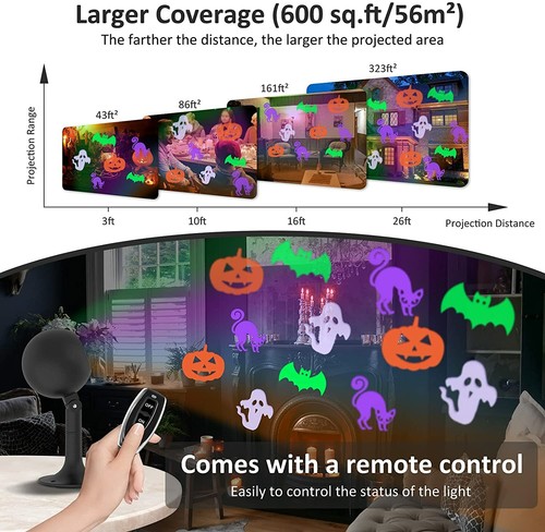 Proyector impermeable de luces LED para decoraciones de fiesta con temas de Halloween - Imagen 5 de 14