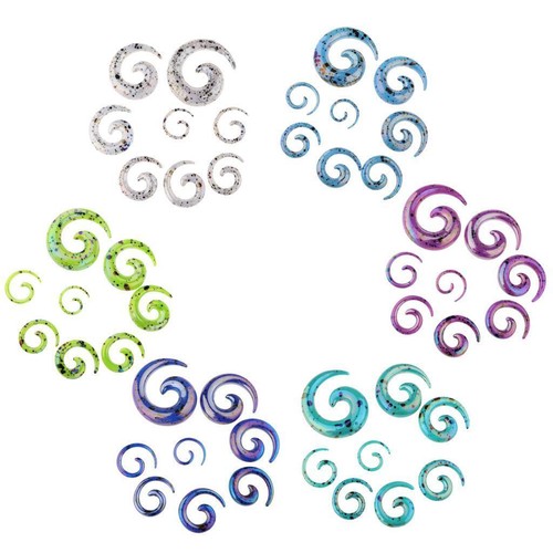 Bouchons D'oreilles Acrylique Spirale Escargot - 2 Paires, Tunnels Torsadés, Couleur Violet/vert, Style Y2K