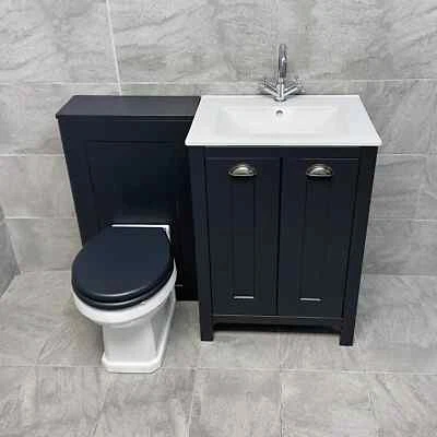 Derby Indigo Blue Vanity Sink Basin Storage Unit + Toilet Bathroom Suite