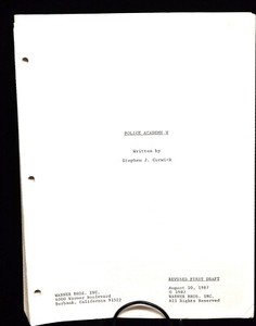 "Police Academy 5" Production Shooting Script