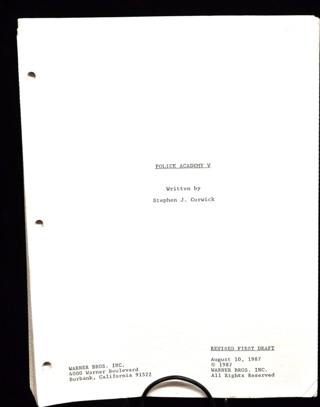 "Police Academy 5" Production Shooting Script