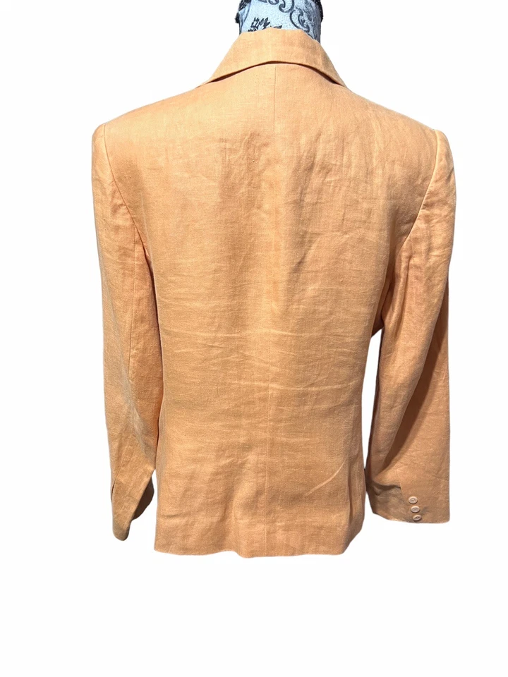 Blazer Rafaella 100% Lino 2 Botones Forrado Mujer Talla 12 Bolsillos Melocotón Foto 4 de 4