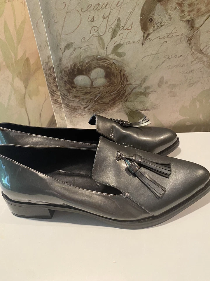 Boutique 9 Silver Patent leather Size11 Women’s Tassel Oxford Starlette - Image 3 of 4