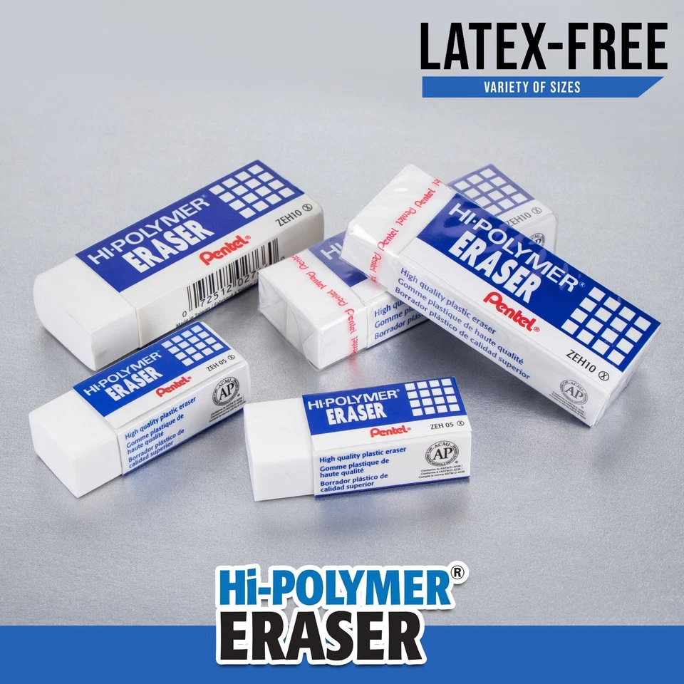Pentel Hi-Polymer Block Eraser, Large, White, Pack of 10 (ZEH10PC10) - Image 2 of 4