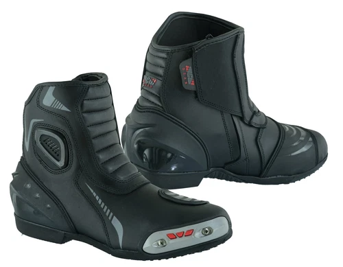 REAL LEATHER HIGH TECH MENS SHORT MOTORBIKE MOTORCYCLE RACING SPORTS SHOES BOOTS