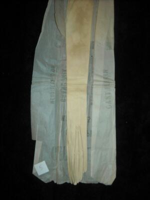 VTG 1900 20s NOS WOMENS KID FRENCH LEATHER 23 IN LONG OPERA GANT PERRIN GLOVES 5