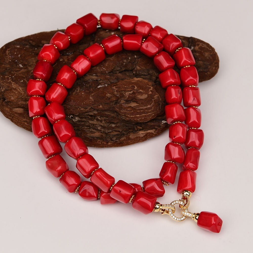 ネックレス・ペンダント NEEDLES Necklace - Red Coral 30'' Natural Cylindrical Red Coral Beads Necklace Pendant