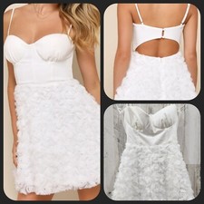 LULUS Perfectly Exceptional White 3D Floral Applique Mini Dress Size MEDIUM*NWOT