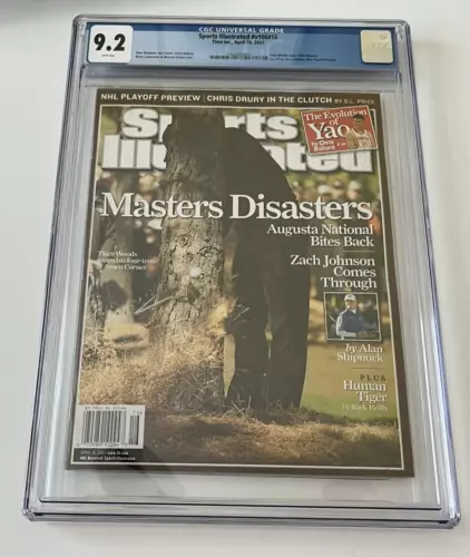 CGC 9.2 Tiger Woods Sports Illustrated Newsstand April 16, 2007 Masters Disaster