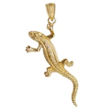 New 14k Yellow Gold Lizard Pendant