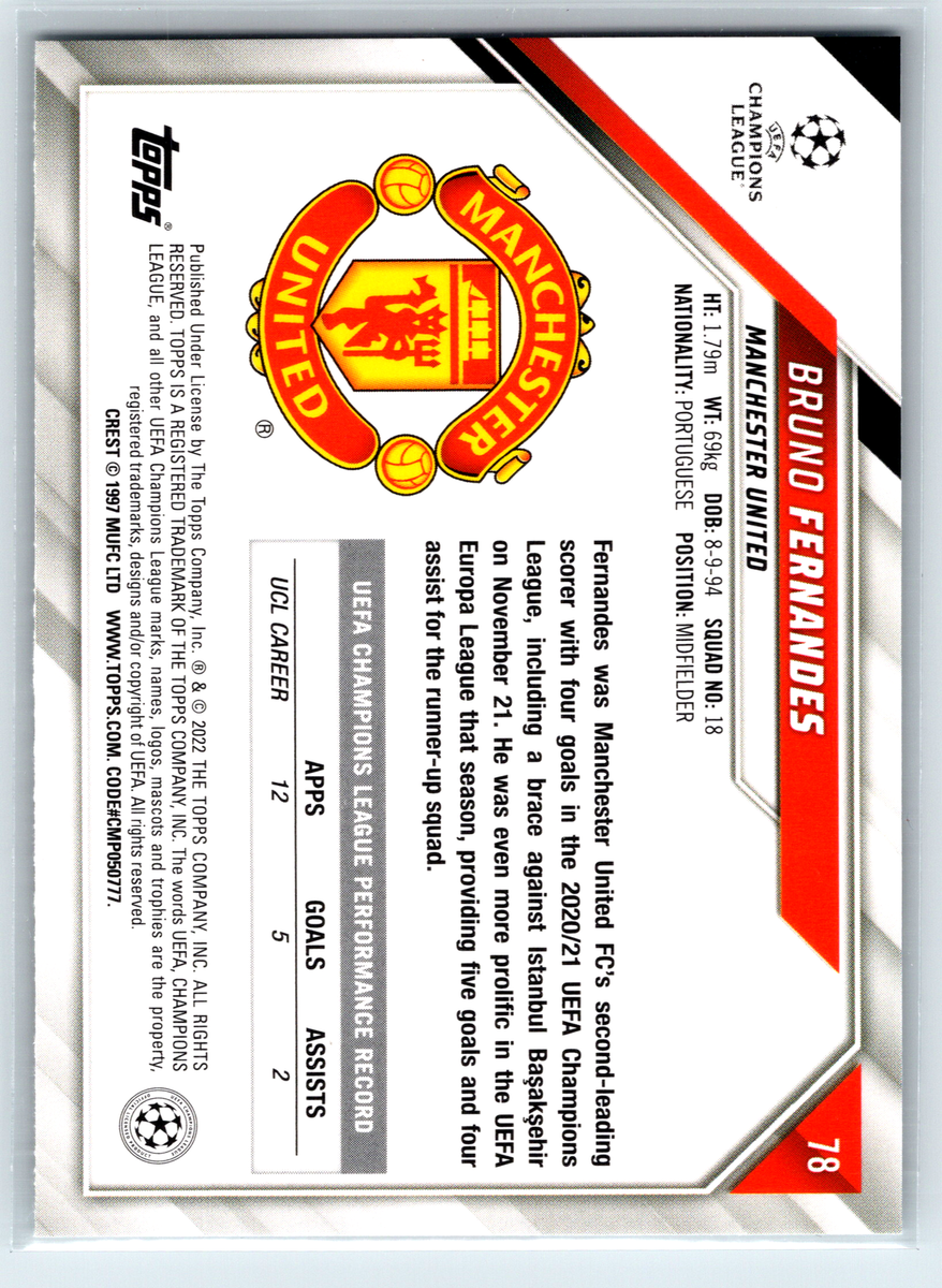 Bruno Fernandes 2022 Topps UEFA Champions Starball Foil #78