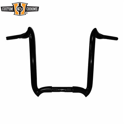 Black Crooked Handlebar 1-1/2'' Fat 18'' Rise Fit For Harley Touring FL 3.5''Knurl