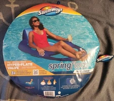 NEW SwimWays Spring Float Recliner HYPER-FLATE VALVE Dark Blue SHIPS FAST