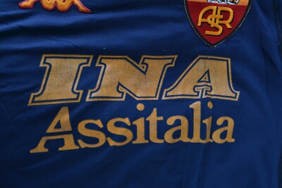 Maillot Vintage AS Roma 2000/2001 Troisième Kappa - Taille L, Bleu (État Moyen)
