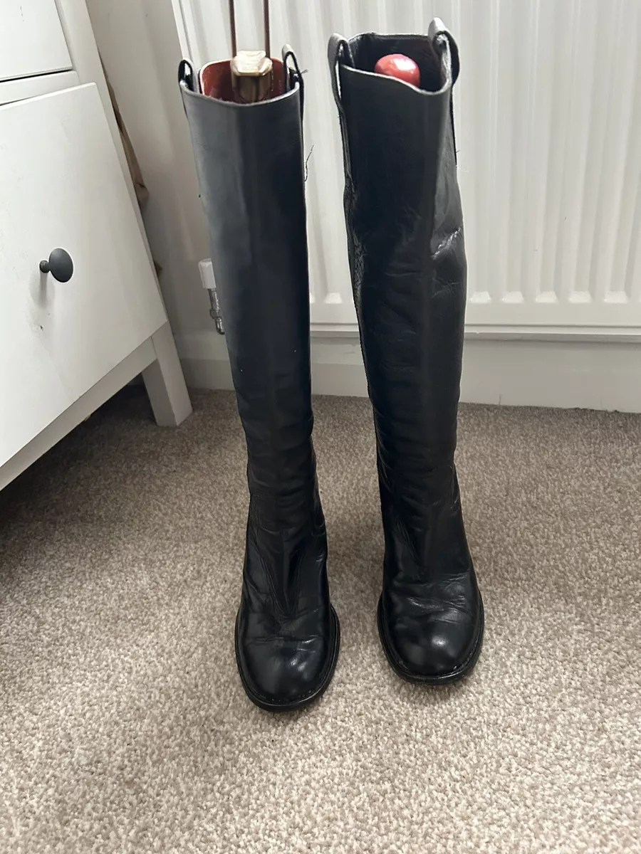 Russell Bromley soft black leather classic pull on heeled boots