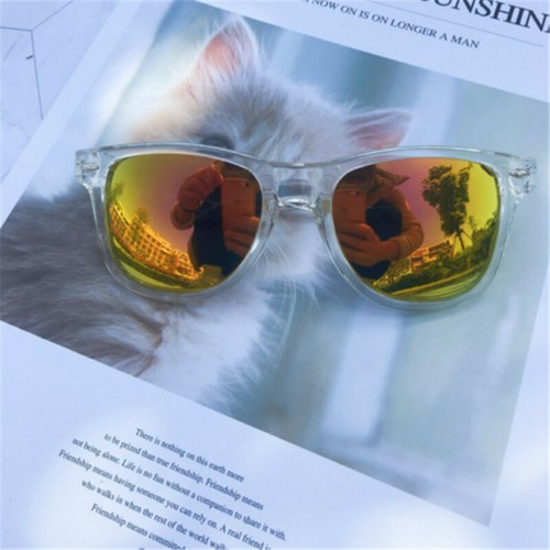 Retro Square Transparent Sunglasses Glasses UV Clear Frame Mirror Lens Classic - Picture 14 of 19
