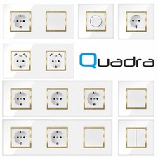 Glas Lichtschalter Steckdose Schuko Wechselschalter Dimmer Türklingel USB Gold