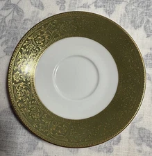 Vtg SANGO Versailles China Saucer Plate Green W/Gold Filigree 5 7/8” #3632 Japan