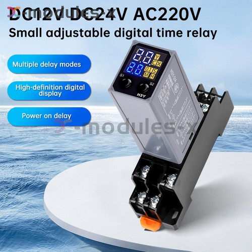 Einstellbares digitales Zeitrelais Zykluszeitverzögerungsrelais + Basis DC12V/24V AC220V - Bild 1 von 30