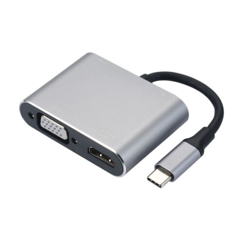 4-IN-1 Hub Type-C to VGA USB Type-C Multiport Converter Splitter O0R9