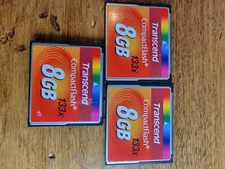 Lot of 3: Transcend 8GB 133X Compact Flash CF Card MLC NAND UDMA4 Free Shipping!
