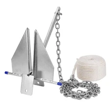 Heavy Duty Boat Anchor Kit with Anchor Chain, Shackle and Anchor Rope, 8 lb