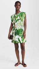 NWT FARM Rio Tropical T Shirt Mini Green White Palm Leaf Jersey Dress Sz L