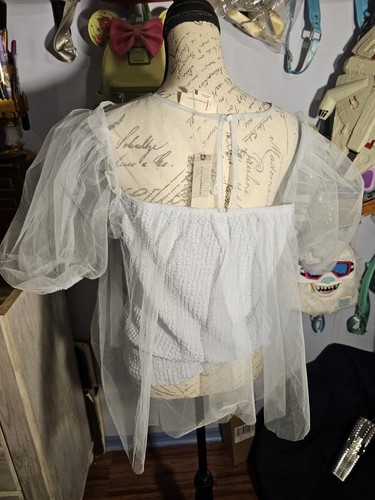 Anthropologie Top Größe Large neu mit Etikett hellblau Tüll Puffärmel - Bild 6 von 12