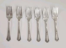 6 Oneida Community Par Plate 1915 June Glossy Individual Salad Forks Flatware