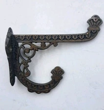 Antique Victoian Hat or Coat Hook Old Vintage Eastlake Cast Iron Hardware 