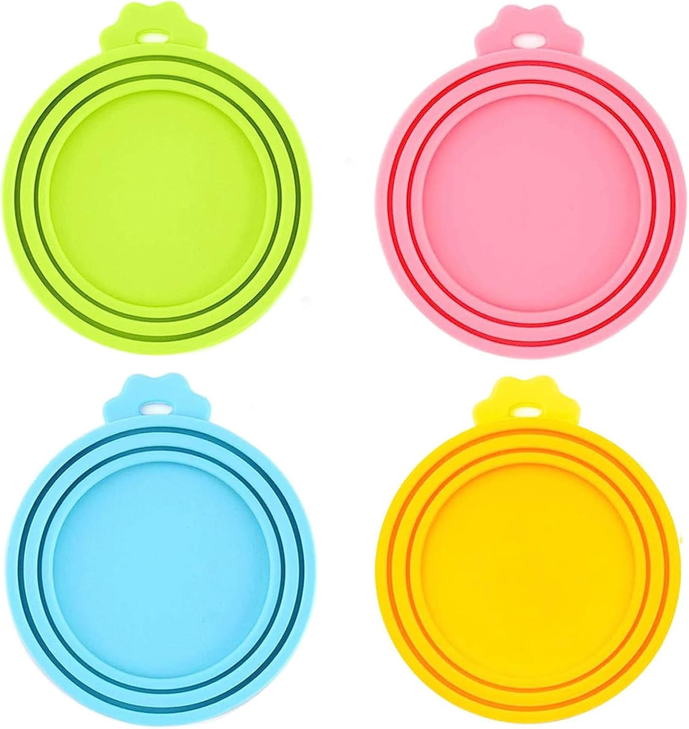Silicone Food Can Lids, 4 Pcs Covers for Standard Size Pet Food Cans (Multicolor
