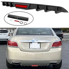 For Buick LaCrosse 2005-2019 Glossy Black Rear Bumper Lip Diffuser W/ LED Light