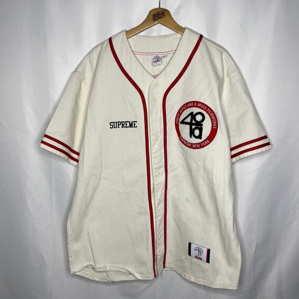 SS25 2025 Supreme NYC x 40 Acres Twill Baseball Jersey L | eBay